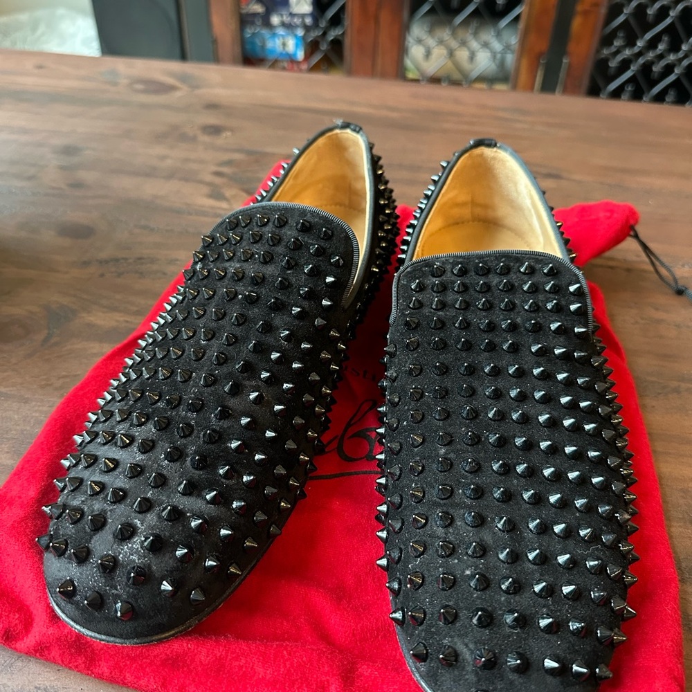 Christian Louboutin Black Rollerboy Spikes Flats